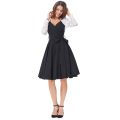 Grace Karin Femmes sans manches Deep V-Neck noir vintage rétro robe d&#39;été en coton CL008955-1